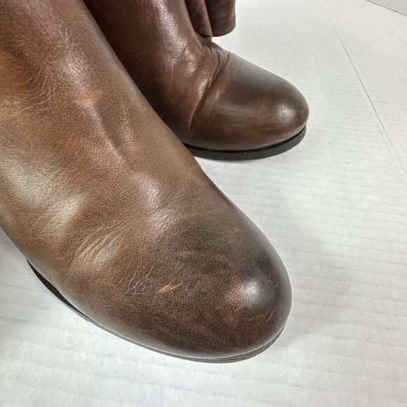 Made in Italy Women's 37 US7.5 Pullon Tall Riding Boot Burnished Distressed Leat - Picture 15 of 16